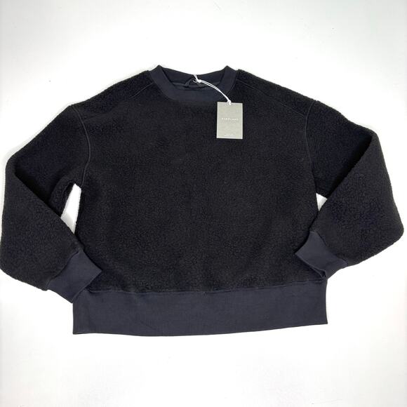 Everlane Sweaters - Everlane Renew Fleece Oversized Black Crewneck Pullover Sweater XS